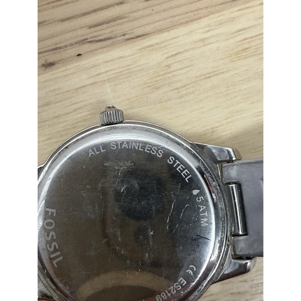 Fossil ES-2189 Women's Watch 34mm Crystal Silver‎ Tone Pink Dial